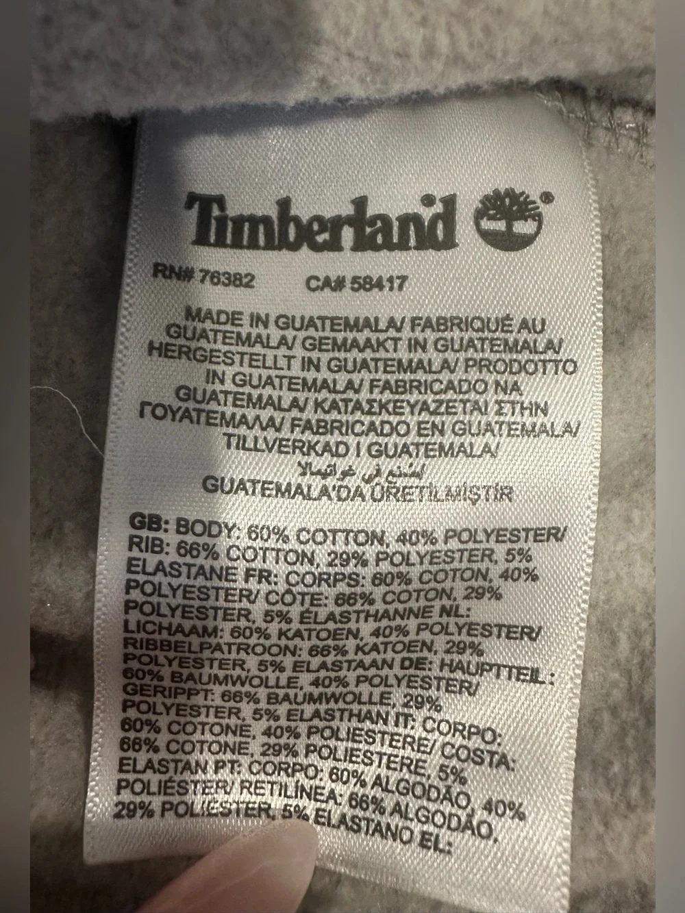 Timberland Mens Gray Pullover Hooded Sweater Size XL Regular Fit
